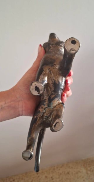 Antigua escultura - Tigre metal - 1970C