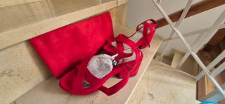 Conjunto bolso y sandalias Green Coast rojo