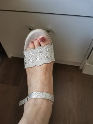 Sandalias cuña ACLYS piel beige/plata T.39