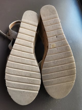 Sandalias cuña ACLYS piel beige/plata T.39