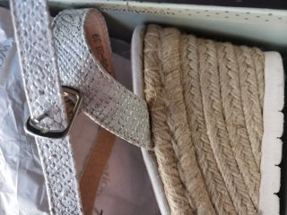 Sandalias cuña ACLYS piel beige/plata T.39