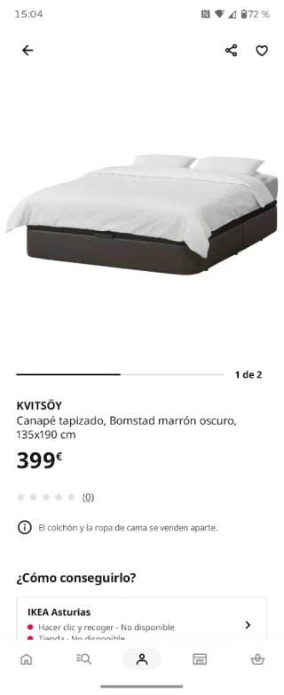 Canapé Ikea KAVITSOY Polipiel Negro/Marrón