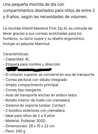 Mochila  Mamut infantil senderismo con 3 broches