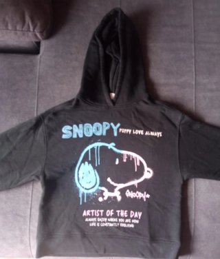 Sudadera Snoopy Niña Negra Multicolor