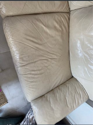 Sofá de piel beige 3 plazas 2m