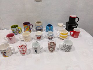 Tazas de cerámica y cristal
