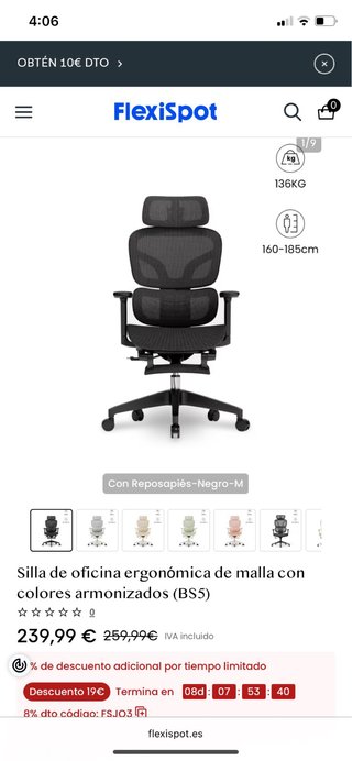 Silla de oficina ergonómica Flexispot