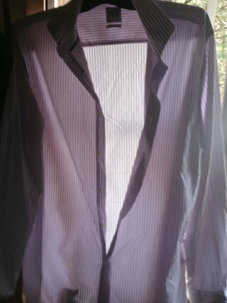 Camisa Zara Rayas Morado/Blanco Talla XL