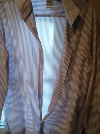 Camisa Zara Rayas Morado/Blanco Talla XL