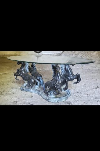 Mesa de centro caballos cristal