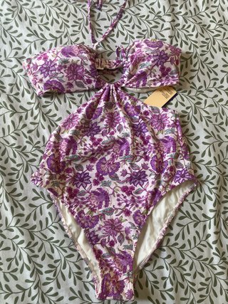 Bañador estampado floral morado
