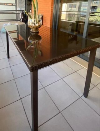 Mesa de terraza cristal y metal