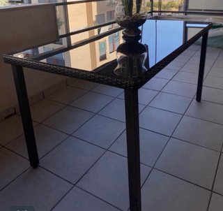 Mesa de terraza cristal y metal