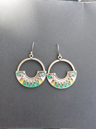Pendientes aro multicolor plata