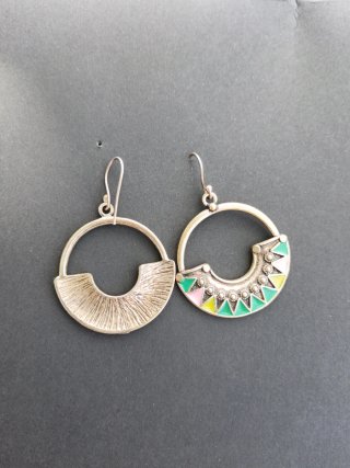 Pendientes aro multicolor plata