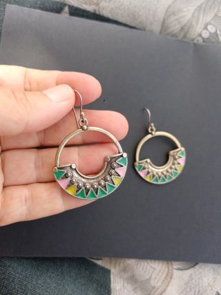 Pendientes aro multicolor plata