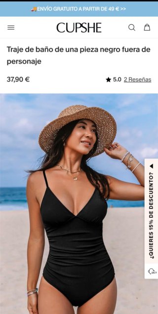 Bañador Cupshe Negro Talla XL