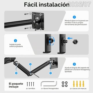 MOKO Soporte Pared Tablet 4,7-14" Ajustable 360