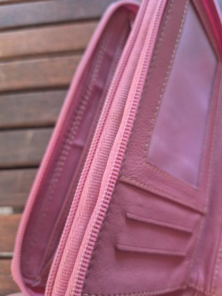 Portafoglio donna vera pelle rosa