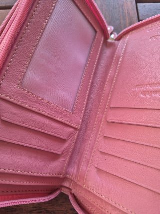 Portafoglio donna vera pelle rosa