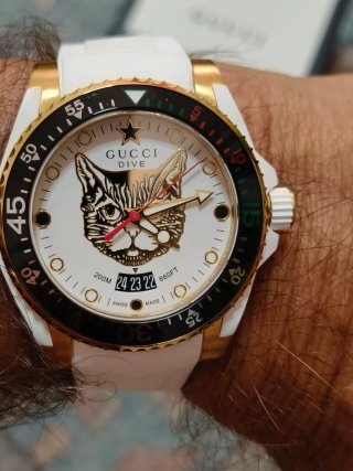 Orologio Gucci Dive Gatto Oro Bianco