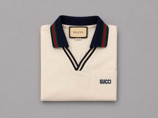 Polo Gucci Blanco con Detalles Azules