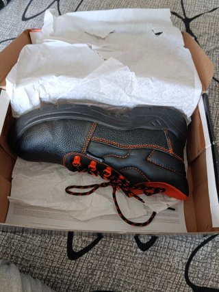 Botas de seguridad Black Leather negras y naranjas