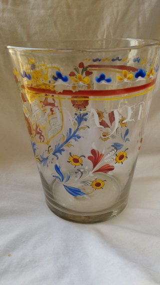 Vaso Fernando VI S.XVIII Bohe Vidrio Esmaltado