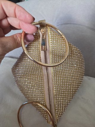 Bolso fiesta clutch dorado pedrería