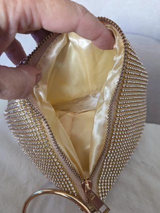 Bolso fiesta clutch dorado pedrería