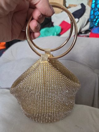 Bolso fiesta clutch dorado pedrería