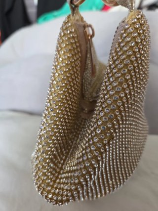 Bolso fiesta clutch dorado pedrería