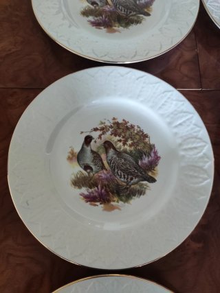 Vajilla de porcelana con borde dorado