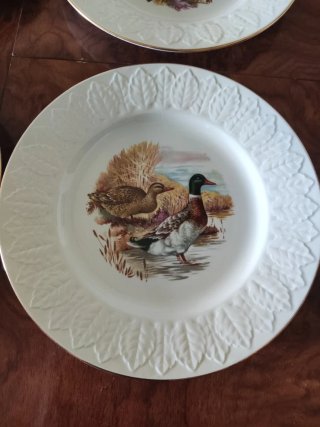 Vajilla de porcelana con borde dorado