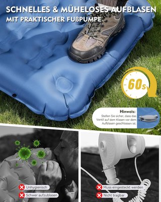 Colchoneta inflable camping 12cm