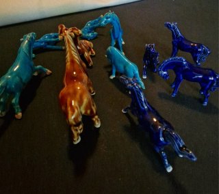 11 Caballos Cerámica China Vintage