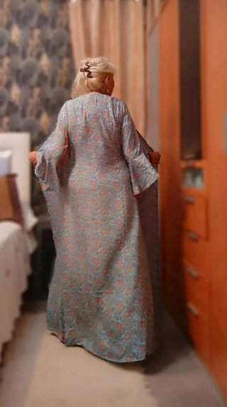 Kimono India Talla Única Azul Naranja