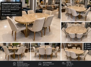 Comedor Elegance: Mesa ovalada y 6 sillas