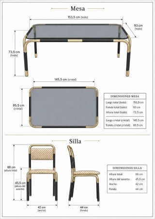 Conjunto Comedor Vintage: mesa y 6 sillas