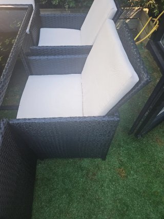 Conjunto Mesa y Sillas Ratán Negro
