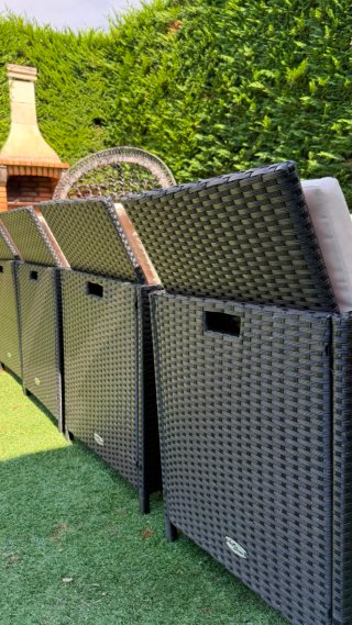 Conjunto Mesa y Sillas Ratán Negro