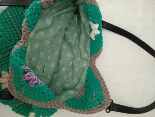 Bolso crochet flores 35x33