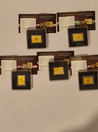 Lote 5 Monedas Oro Fino .999 Chad