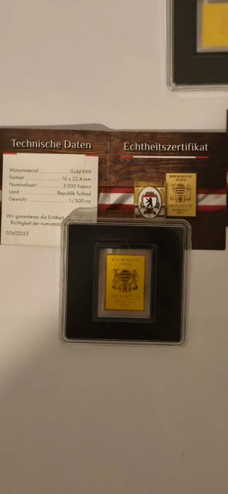 Lote 5 Monedas Oro Fino .999 Chad