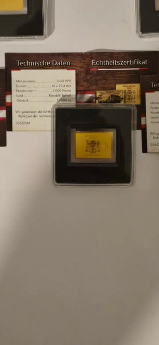 Lote 5 Monedas Oro Fino .999 Chad