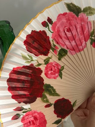 Abanico pintado a mano flores