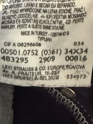 Levi's 501 Original Fit Jeans Uomo W34 L34