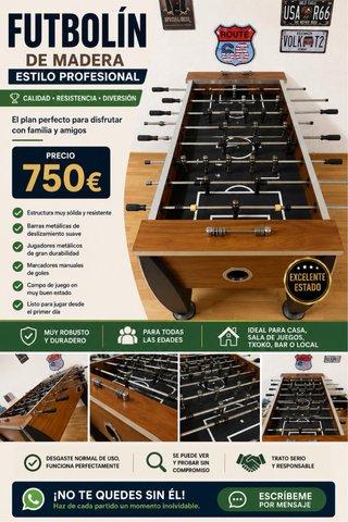 Futbolín de Madera Estilo Profesional