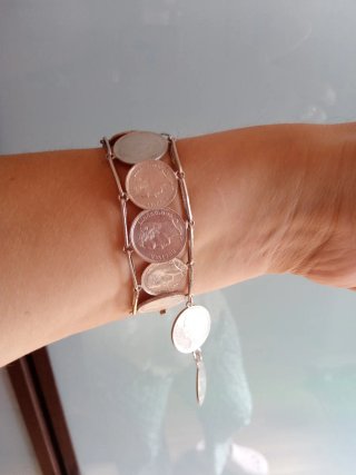 Pulsera vintage monedas de plata