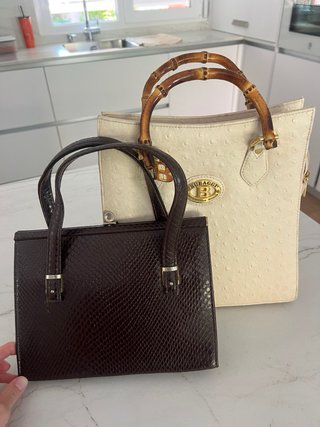 Bolsos Vintage Fulvia Marrón y Blanco